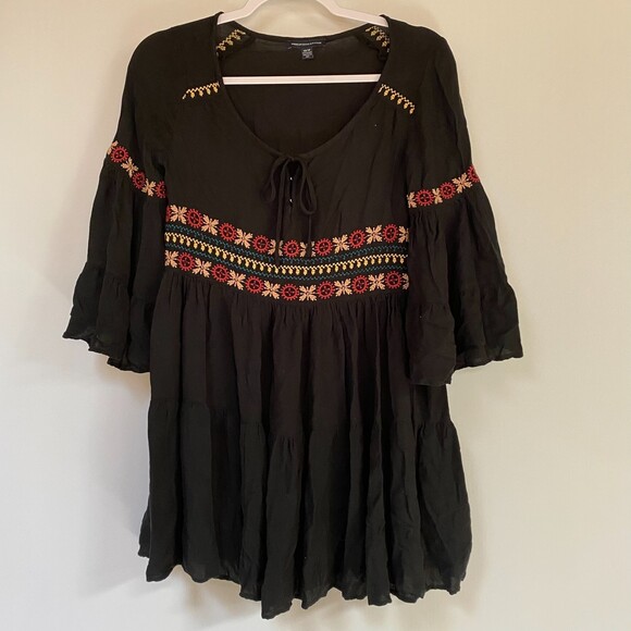 American Eagle Outfitters Dress Ebroidered Boho Fairycore Bell Sleeves Size XS - Picture 2 of 15